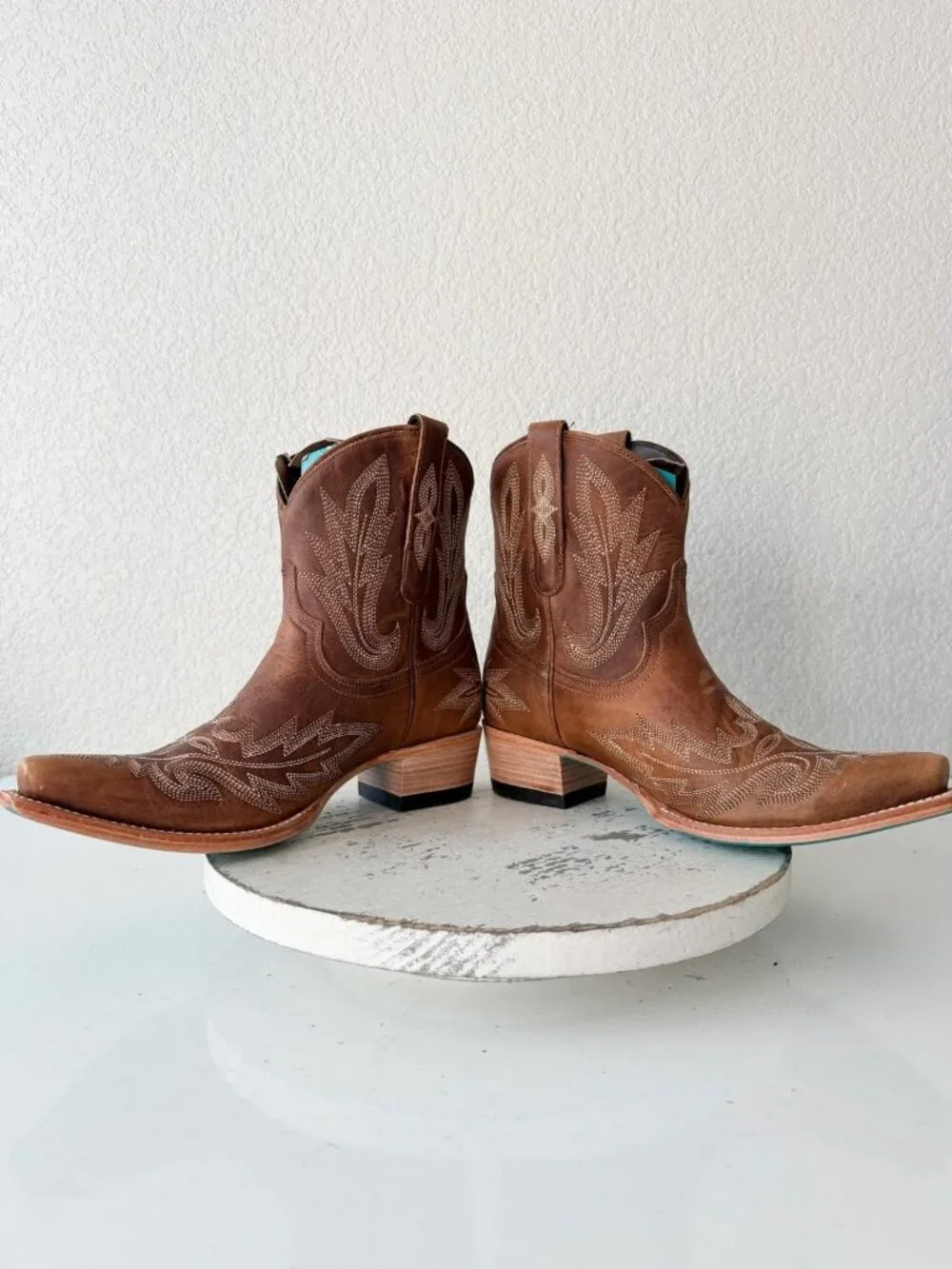 Lane Boots LEXINGTON Brown Cowboy Bootie Womens 8 Western Cowgirl Short Snip Toe